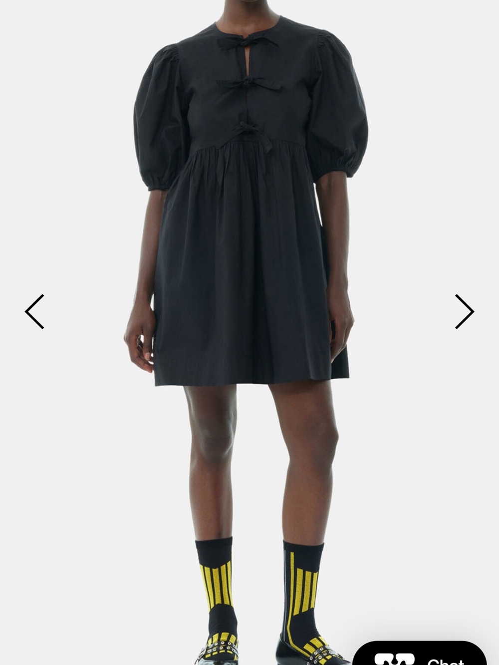 Ganni Black Cotton Poplin Tie String Mini Dress